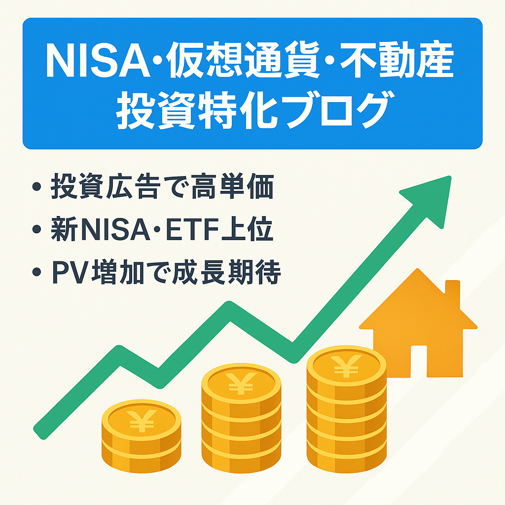 【★金額交渉可能★ 早い者勝ち！！】NISA・仮想通貨・不動産投資に関する特化ブログ ※アドセンス合格済