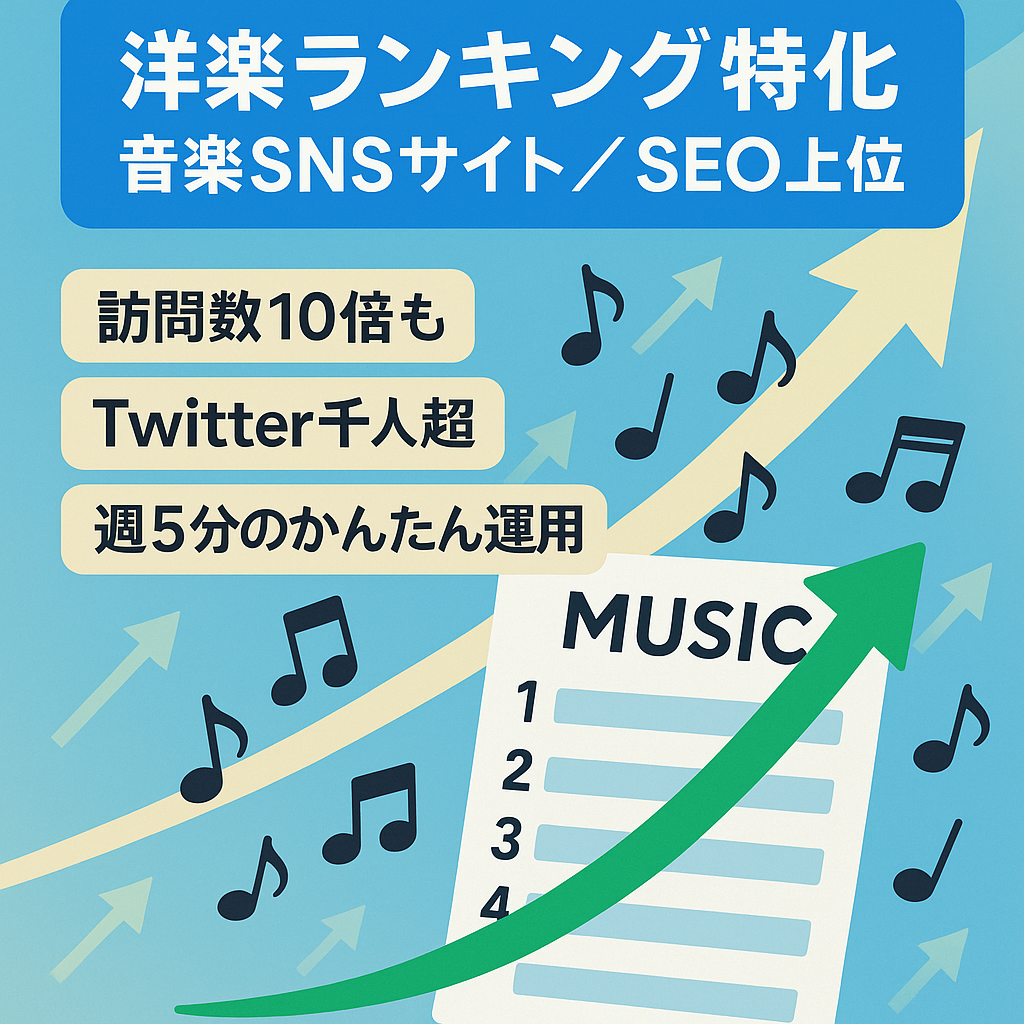 【SEO上位 Twitterフォロワー1000越え】洋楽ランキングに特化した音楽SNSサイト
