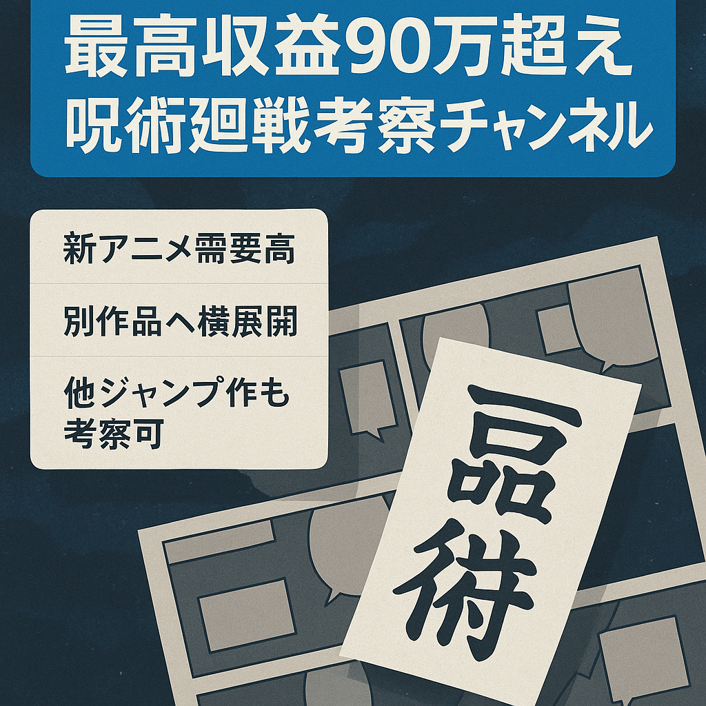 【最高収益90万円越え】人気漫画・アニメ「呪術廻戦」の考察チャンネル