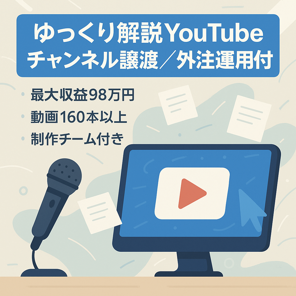 【最大収益98万円/登録者数28600人】フル外注運用 YouTubeのゆっくり解説チャンネルの譲渡