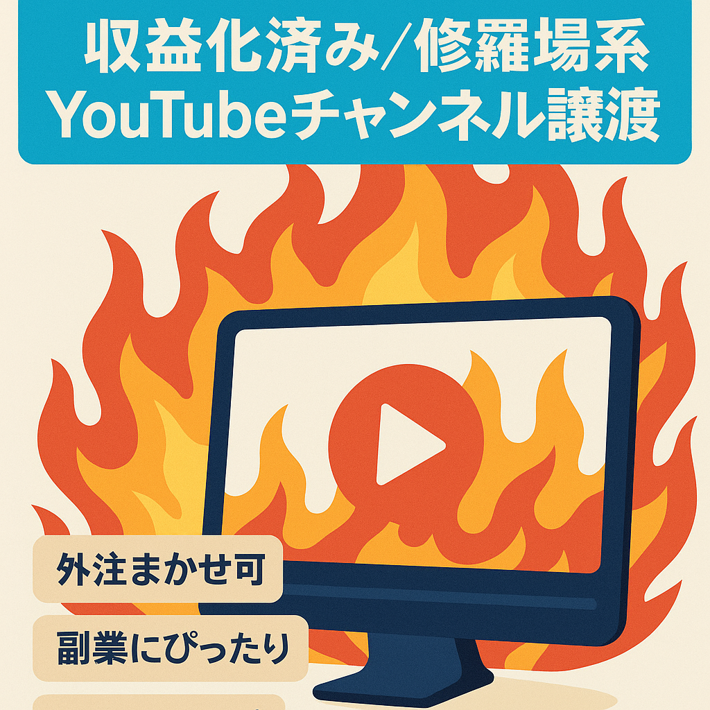 【収益化済みYouTubeチャンネル】顔出し不要の修羅場系アカウント譲渡！