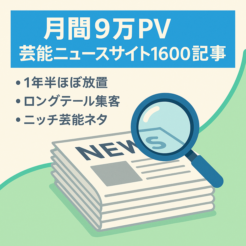 放置でも9万PV以上有り。1600記事以上のニッチな芸能ニュース。