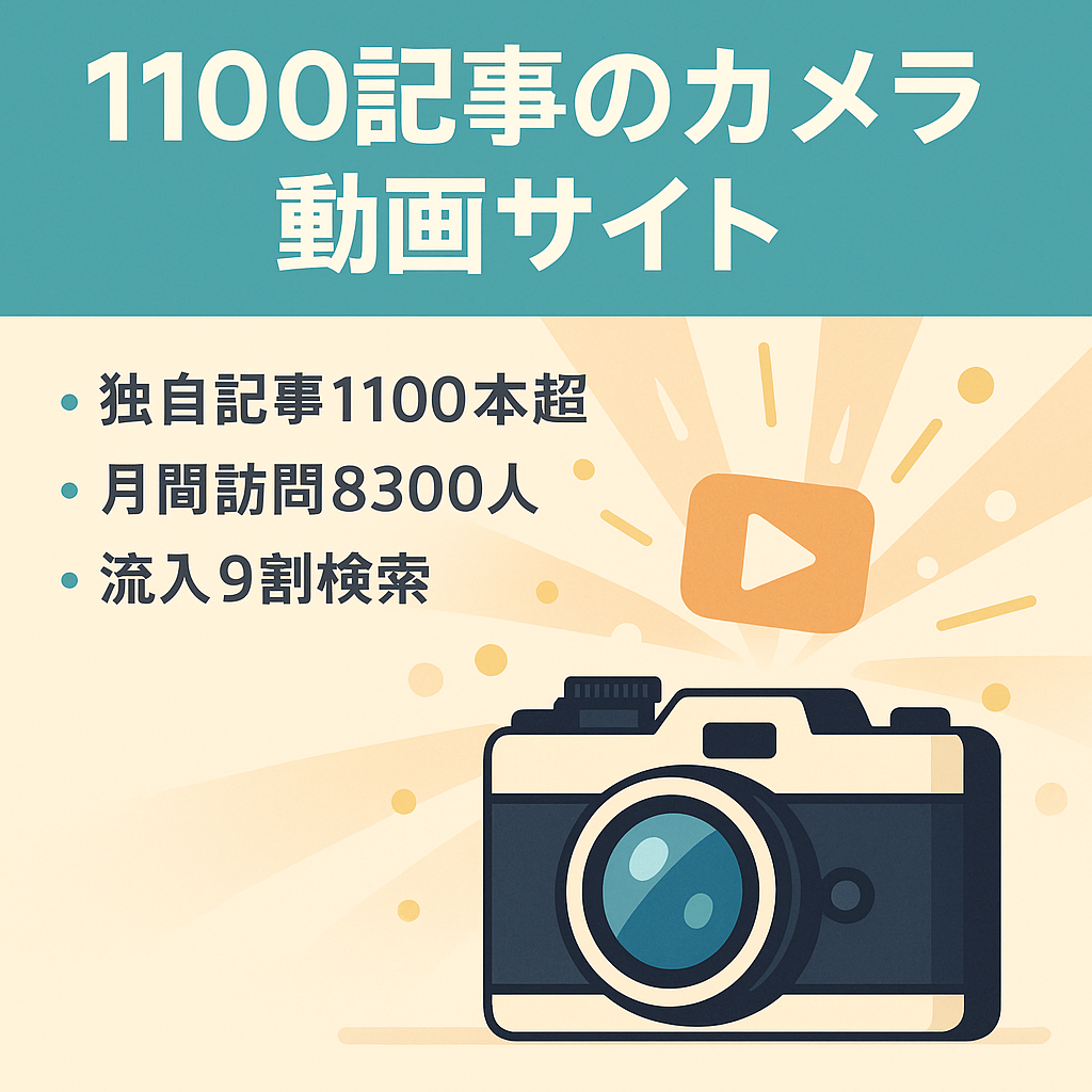 1100本超の記事。カメラ・撮影好きに特化したYoutube動画サイト。WP運営