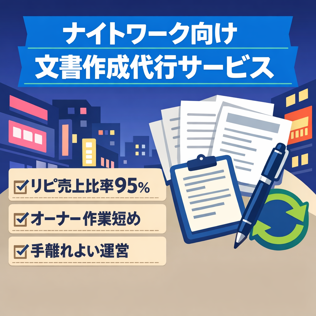 リピーター売上比率95％　ナイトワーク専門文書作成代行サービス