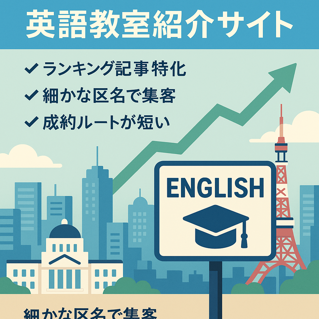 【382記事以上】東京23区を網羅した英語教室の紹介サイト/SEO対策での伸びしろあり！