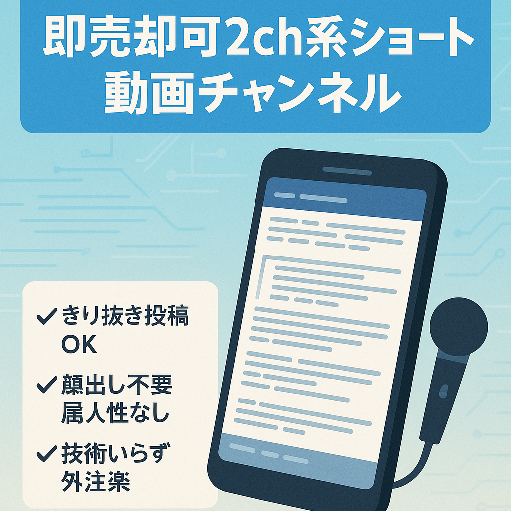 訳あり：【即売却希望】2ch系ショートチャンネル・元切り抜きチャンネル【ショート系 / 属人性なし】