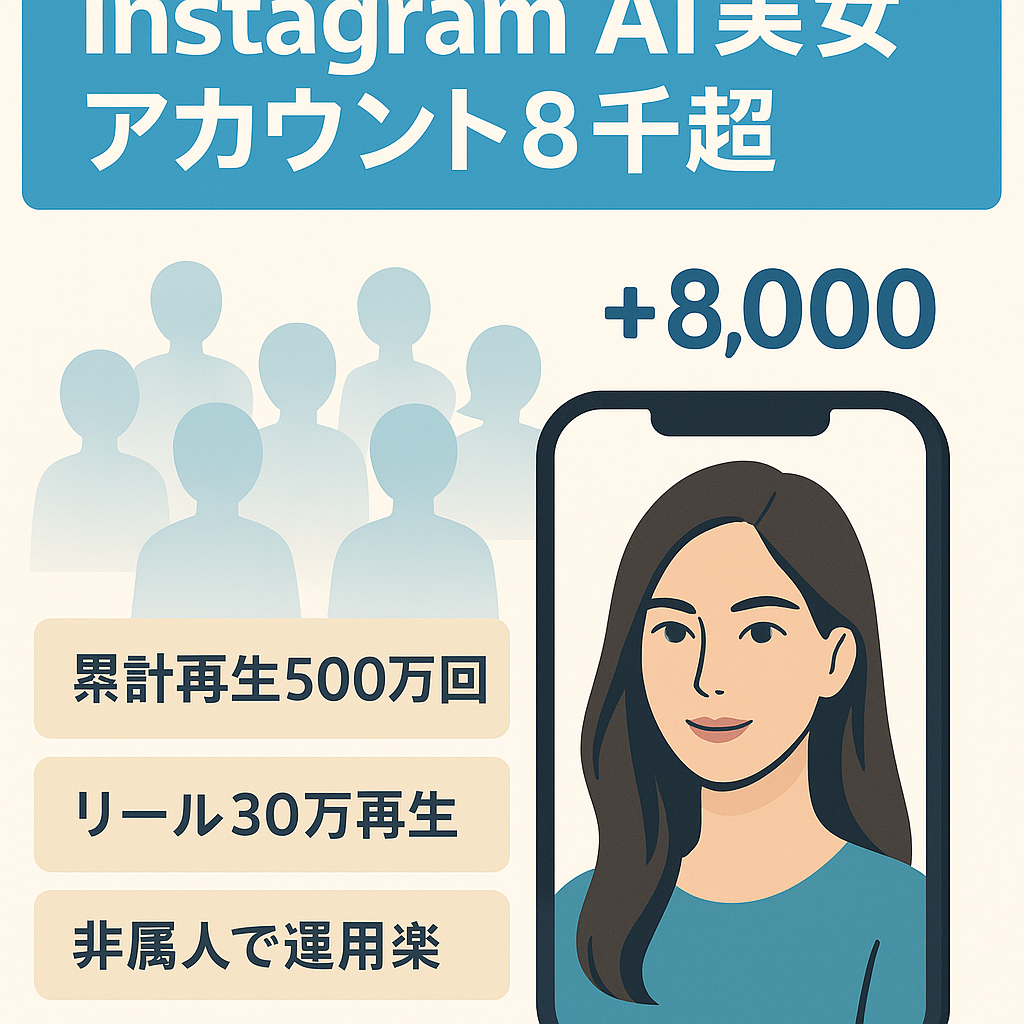 【InstagramのAI美女アカウント】フォロワー8,300人以上｜フォロワー日本人最多｜毎日投稿｜直近月間インプ23万