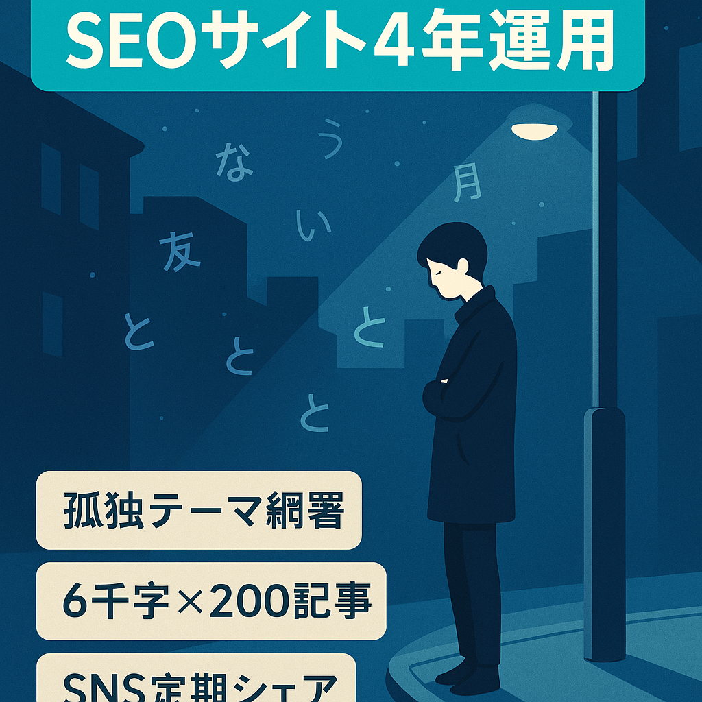 【SEO特化型】「一人ぼっち・ぼち充」を網羅したサイト【ドメイン運用4年】