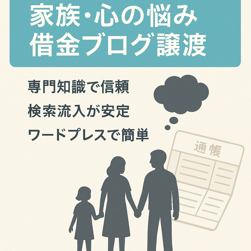 家族問題、心の悩み、借金のブログ譲渡　安定したアクセス有