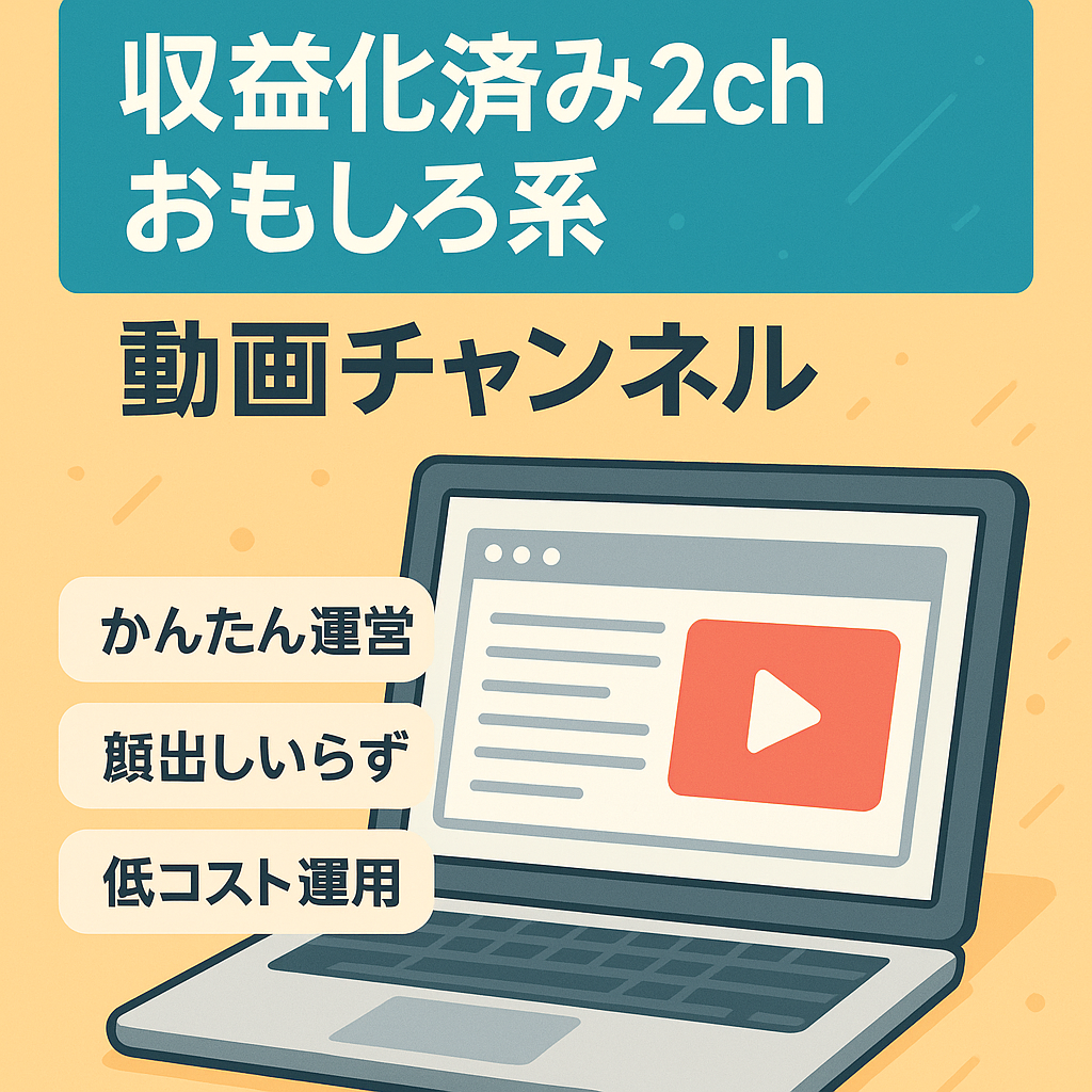 【早い者勝ち/値下げ交渉可能/属人性なし/収益化済み】初心者でも簡単運営可能！2chおもしろ系動画チャンネル