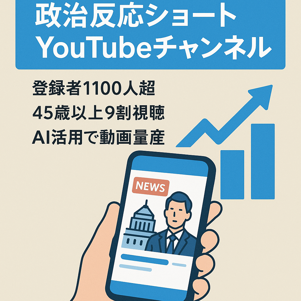 登録者１１００人政治系反応ショート　AI活用で非属人的チャンネル