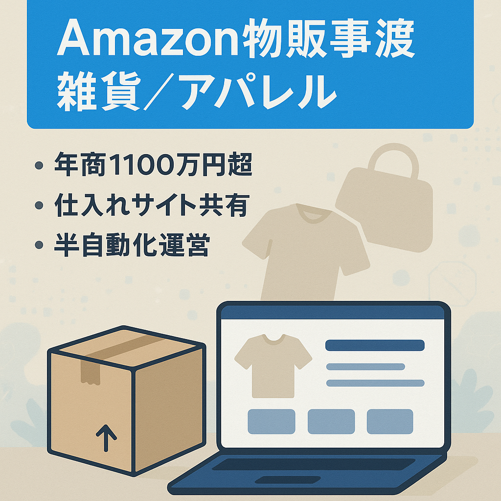 【Amazon EC事業譲渡】【副業に最適！】/評価194/平均4.6/健全アカウント/半自動化できます。雑貨、アパレルなど。