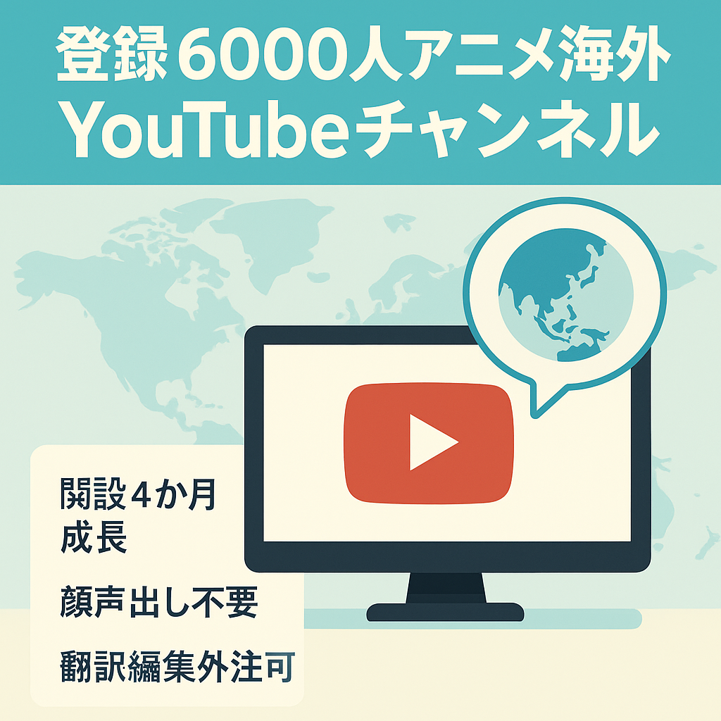 【登録者6000人超え！】【12万円/月！】人気アニメ　海外の反応Youtubeチャンネル【完全外注化可能！】