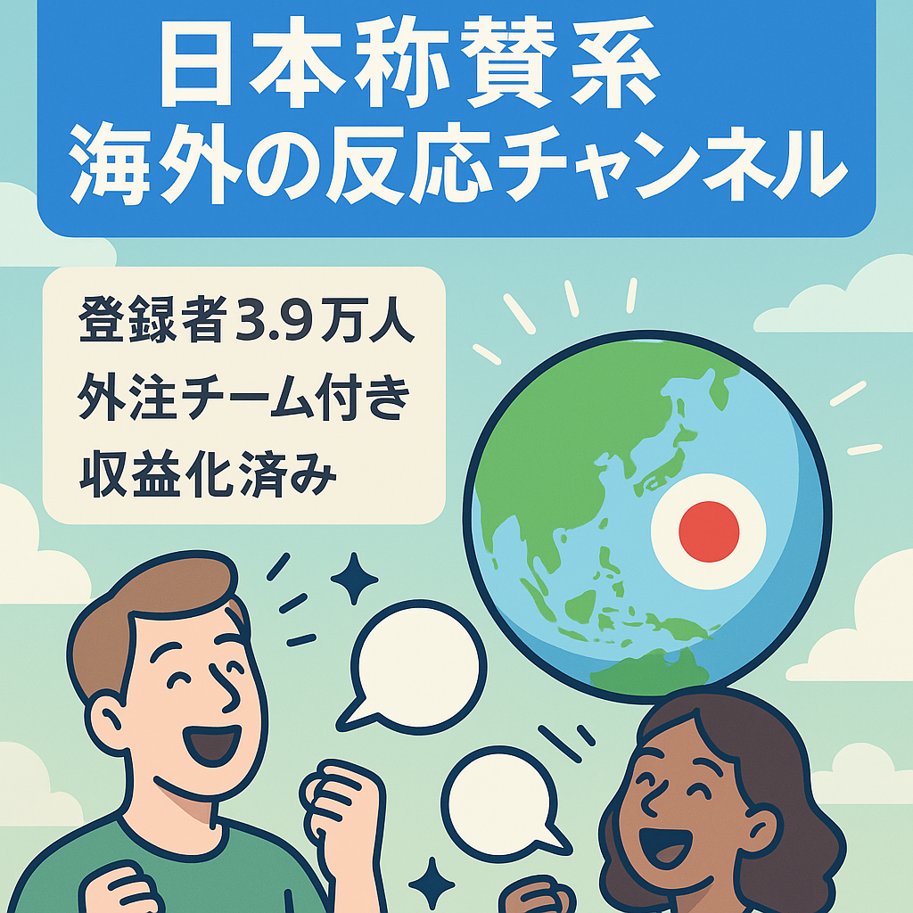 【登録者3.9万人】大人気！日本称賛系の海外の反応チャンネル【属人性なし/収益化済み/ワーカーさんこみ】