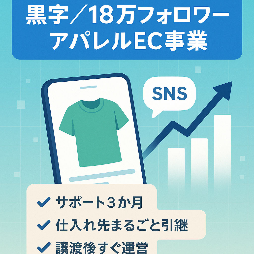 【黒字運営／運営実績3年／仕入れ先引継可能】SNS総フォロワー18万人のアパレルEC事業