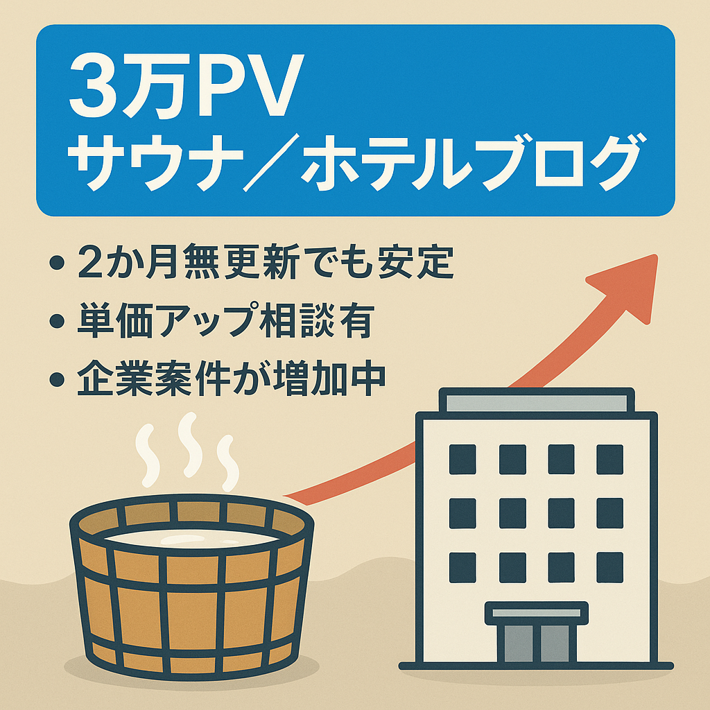 [運営歴19ヵ月 確定報酬３万円以上] これから需要増！3万PV越えのサウナ＆ホテルブログ