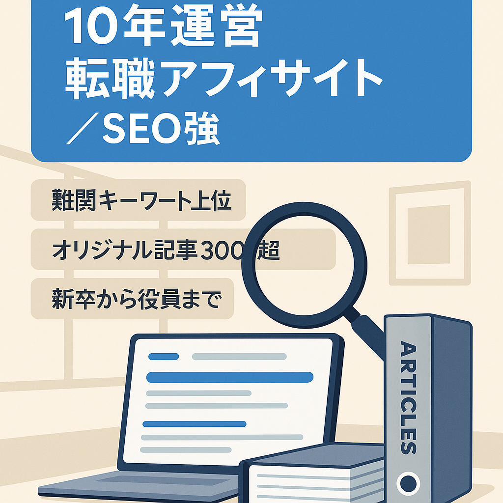 【運営歴10年以上】転職関連アフィリエイトサイト＜SEO＆収益ポテンシャル高＞