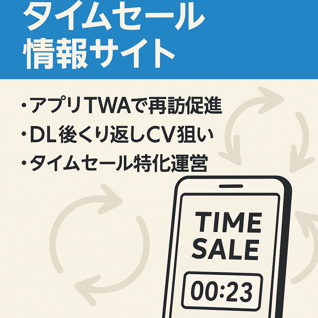 【Google Play内単一キーワード1位】TWA対応型タイムセール情報サイト