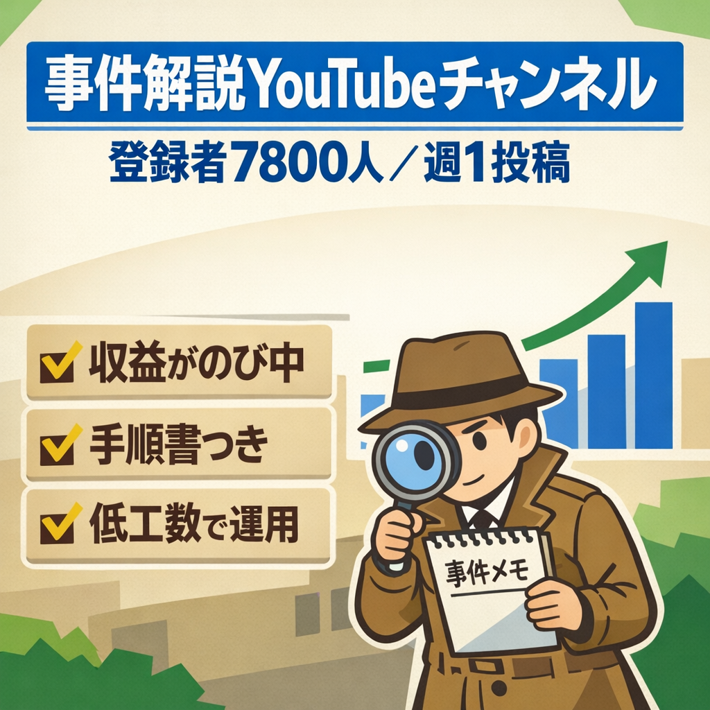 【週1投稿のみ】事件解説YouTubeチャンネル｜登録者7800人