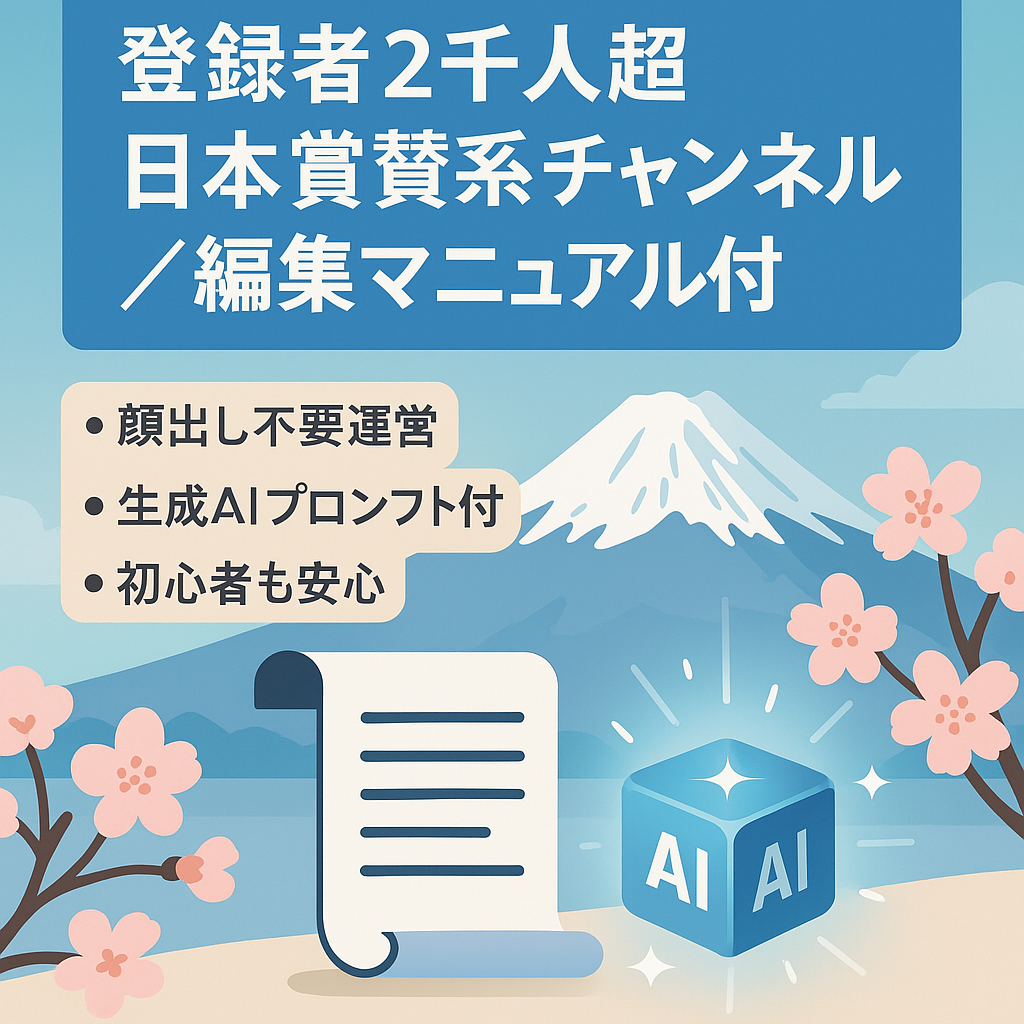 【I様専用】属人性なし編集マニュアル付きの日本賞賛系チャンネル