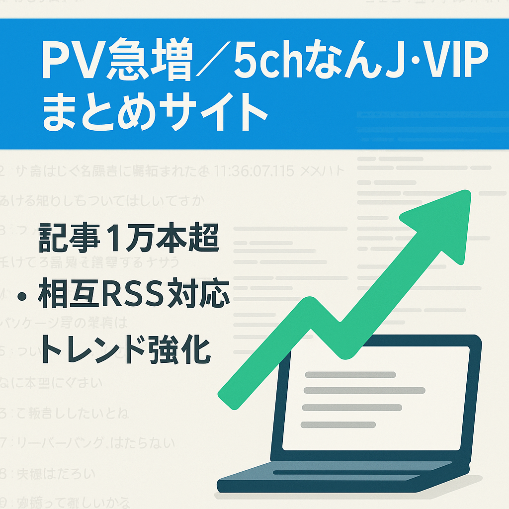 【PV数右肩上がり！】トレンド、VIP、なんJに特化した5chのまとめサイト