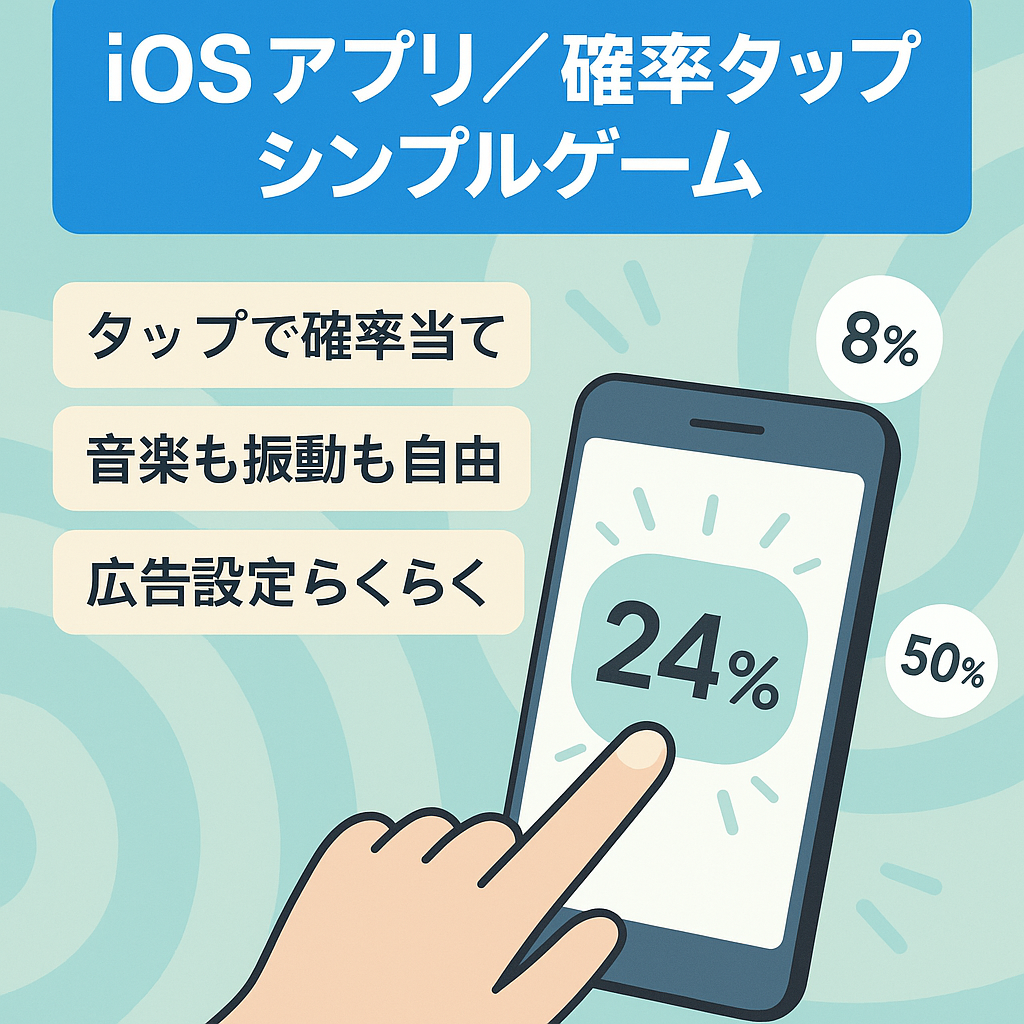 【iOS】確率ゲーム！画面をタップして自分で決めた確率を当てるシンプルなゲーム