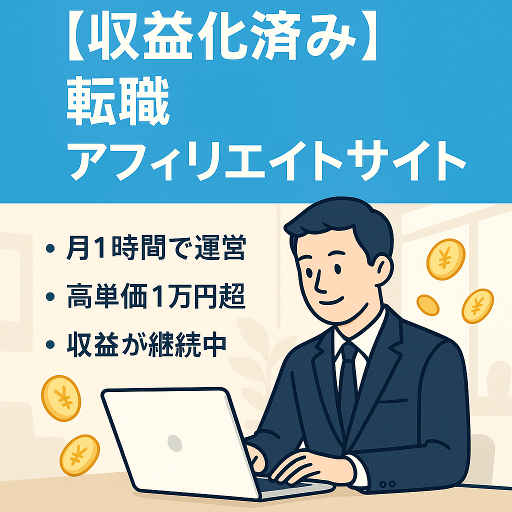 【収益化済み】転職アフィリエイトサイト！月1時間で運営可能
