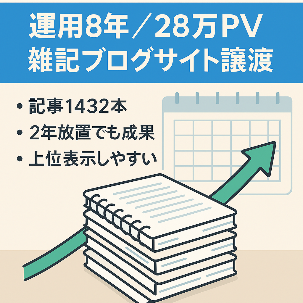 【運用歴8年】ごちゃ混ぜ雑記ブログ（2年放置からでも再開2ヶ月で28万PV/売上30万超の実績あり）