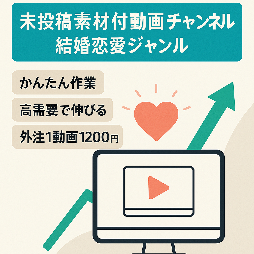 【未投稿素材付き】完全外注でラクラク運営・マニュアル付き（横展開可能）・結婚恋愛系