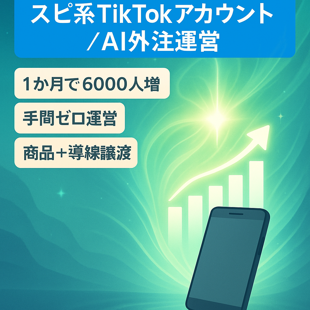 【AI×フル外注で作業時間ゼロ】高収益なスピ分野の発信かつ、自社商品とステップ配信まで完備したTikTokアカウント【非属人性で初心者も運営可能】
