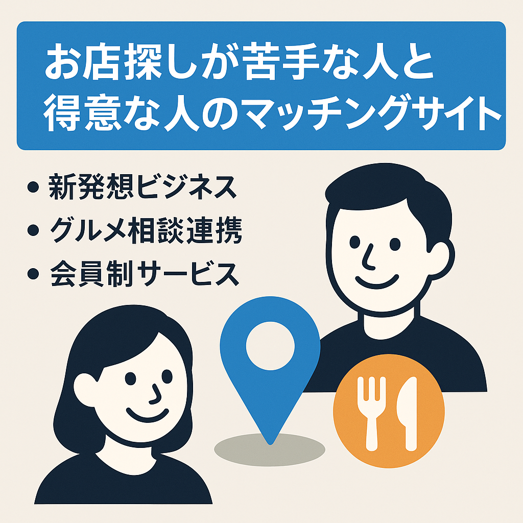 お店探しが苦手な人と得意な人をマッチングさせるサイト