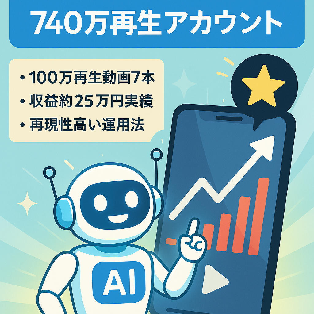 【AI動画】tiktok最多740万再生/100万再生以上7本 収益化初月16.5万 /  82万いいね・高再現性有りノウハウ共有 /収益ピーク時から放置