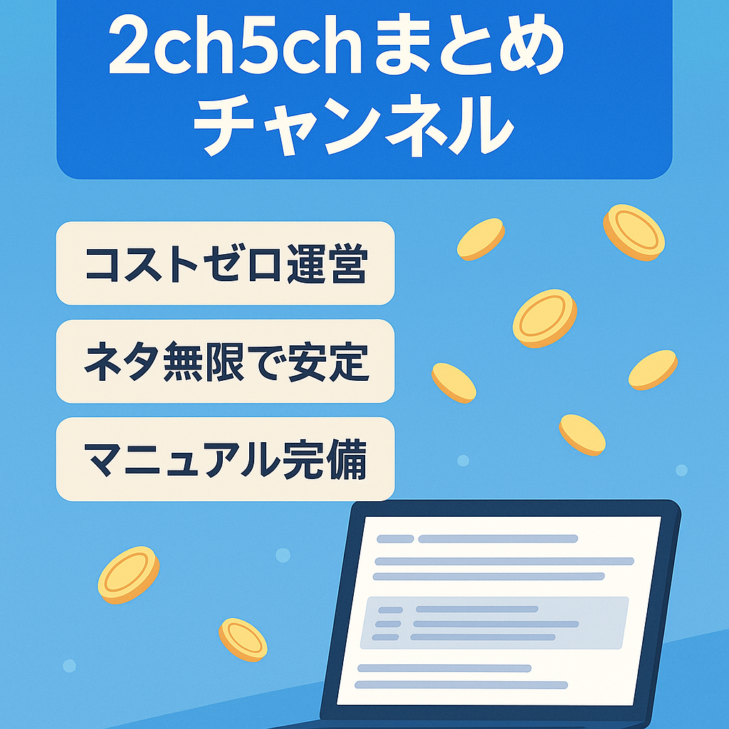 副業にオススメ！【3月収益約11万円】■登録者1600人■トレンドに左右されない2ch・5chまとめ系チャンネル【顔出しなし！】