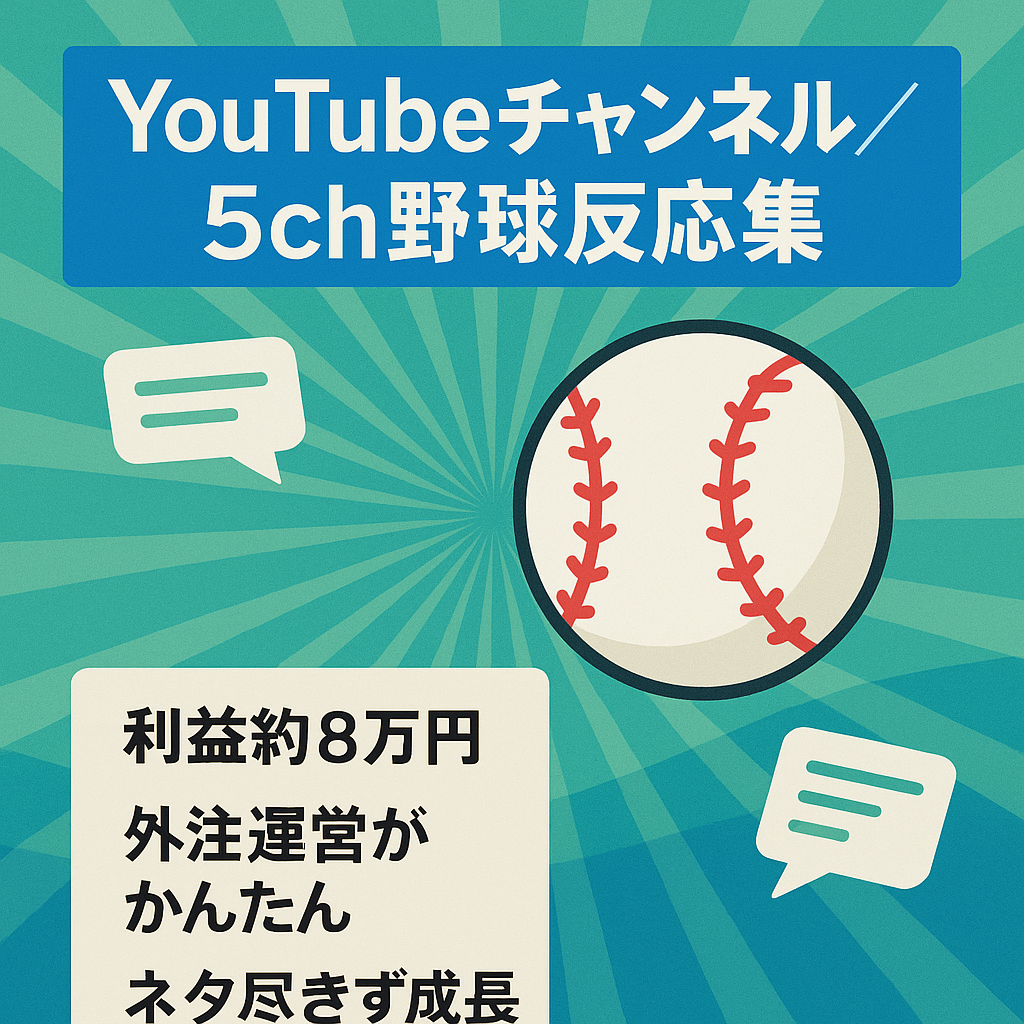 【YouTube】5ch野球スレ反応集チャンネル  譲渡【簡単・短時間】外注化も可能