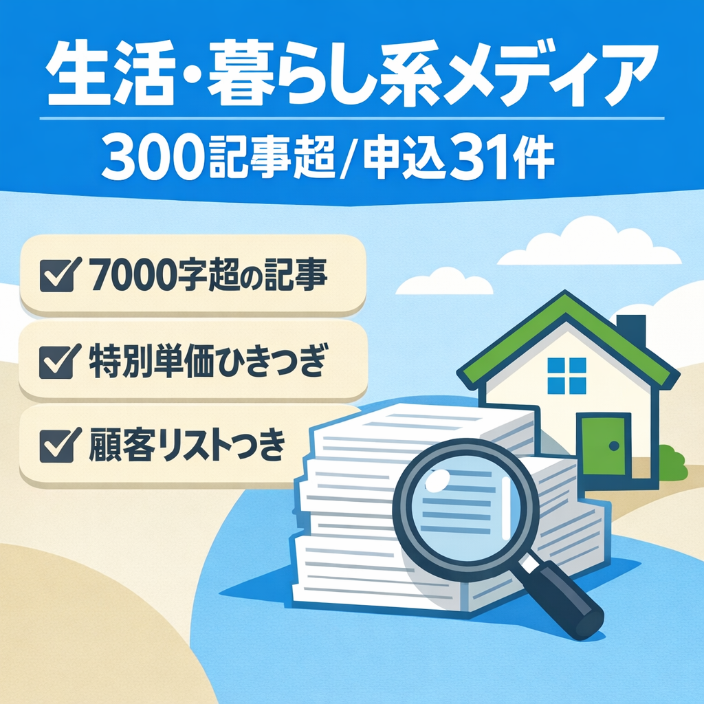 300記事超の生活・暮らし系メディア｜申し込み数33件/DR22