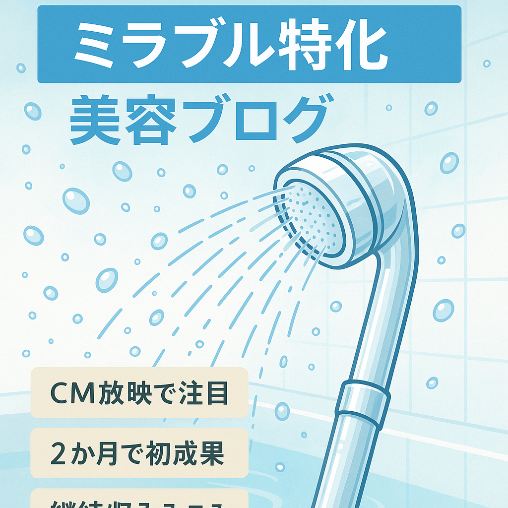 【運用開始2ヶ月・10記事・月間56PVで1件発生】シャワーヘッド「ミラブル・ミラブルプラス」のアフィリエイトブログ。安定収益を期待できる美容サイトです