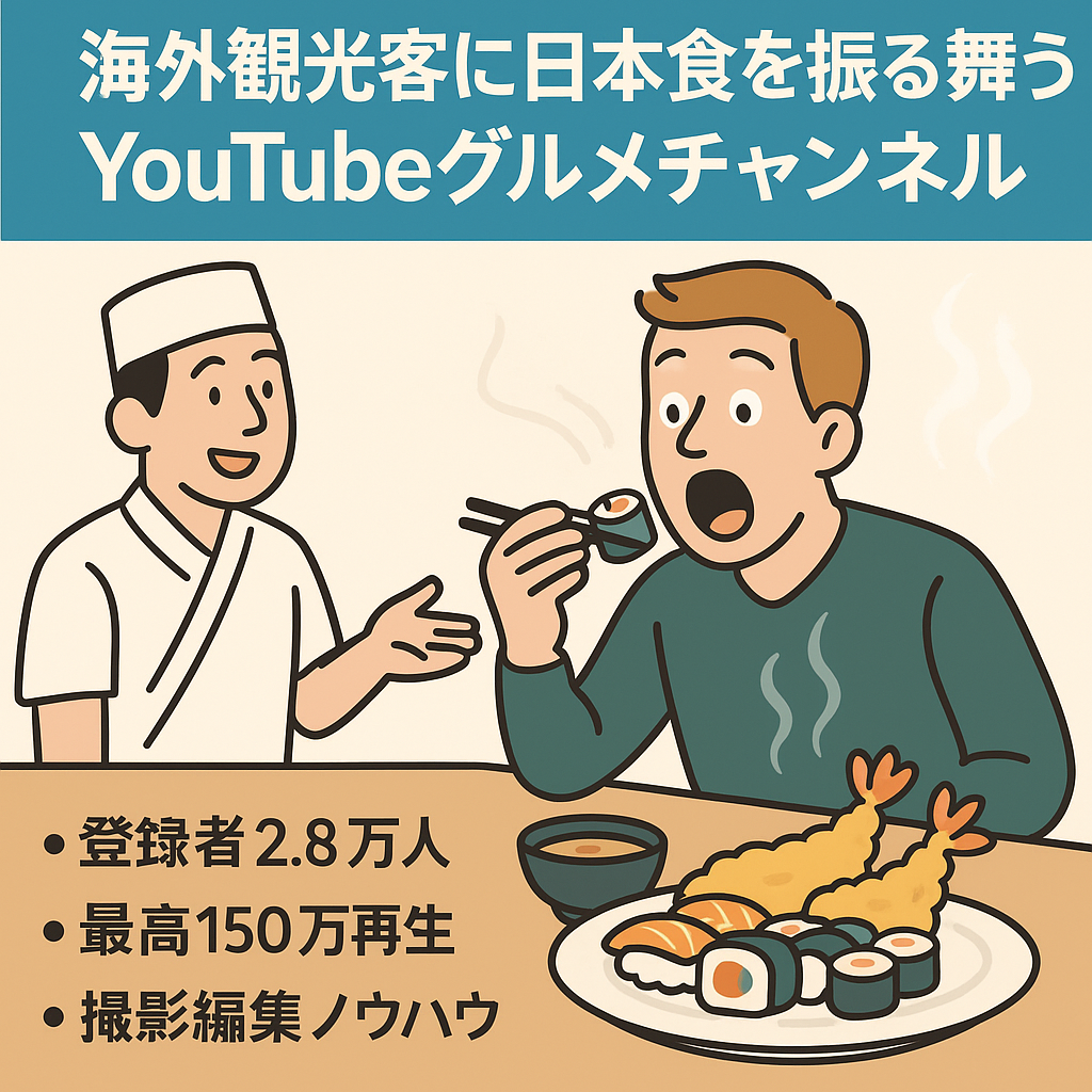 【YouTube登録者2.8万人超え】海外観光客に日本料理をご馳走をしてそのリアクションを撮るグルメチャンネル　〈最高152万回再生〉