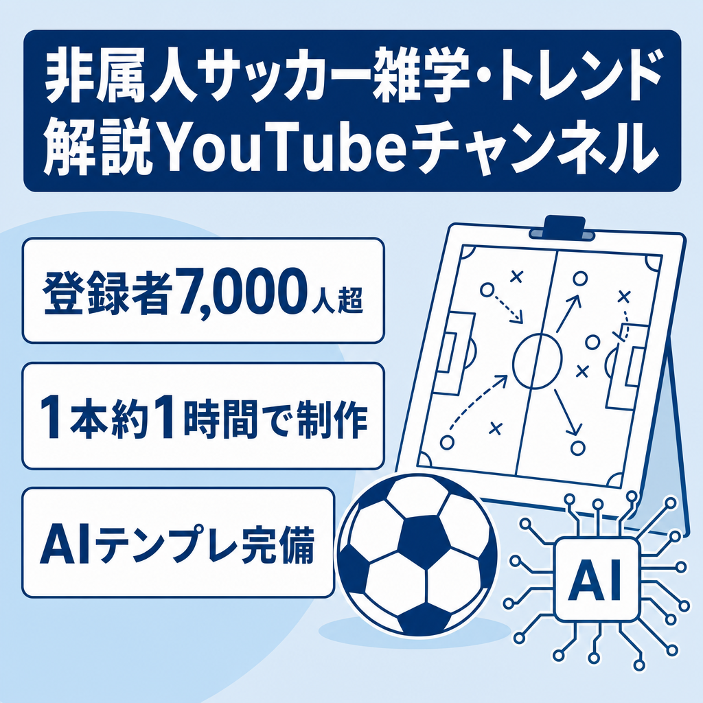 【運用1ヶ月半で登録者7000人超え】サッカー雑学・トレンド解説YouTube・非属人｜AIテンプレ・マニュアル完備