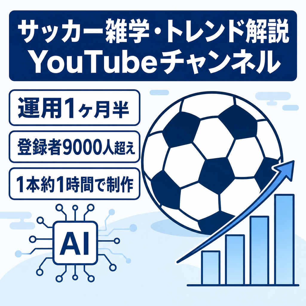【運用1ヶ月半で登録者9000人超え】サッカー雑学・トレンド解説YouTube・非属人｜AIテンプレ・マニュアル完備