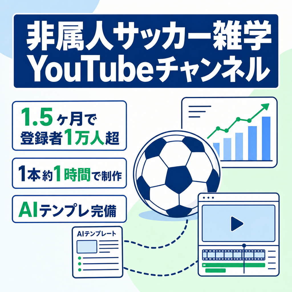 【運用1ヶ月半で登録者10000人超え】サッカー雑学・トレンド解説YouTube・非属人｜AIテンプレ・マニュアル完備
