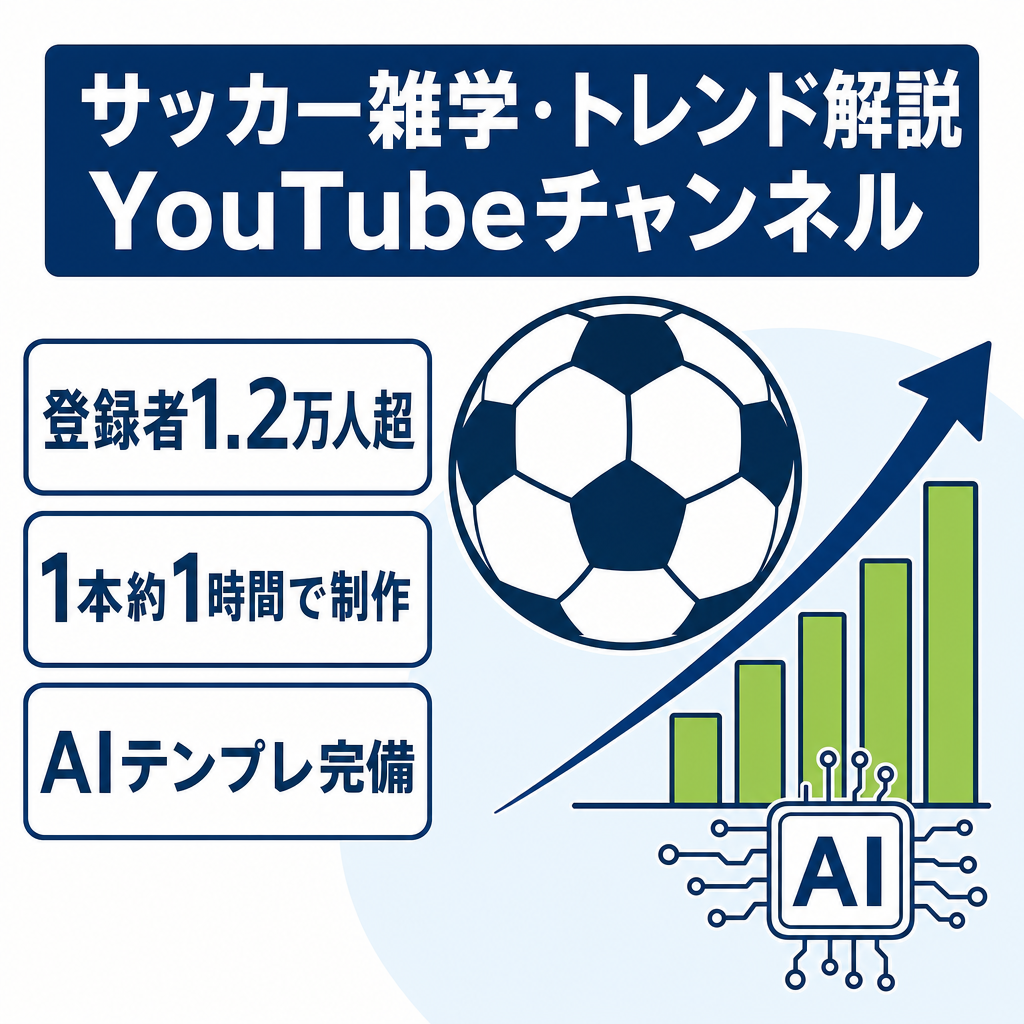 【運用1ヶ月半で登録者12000人超え】サッカー雑学・トレンド解説YouTube・非属人｜AIテンプレ・マニュアル完備