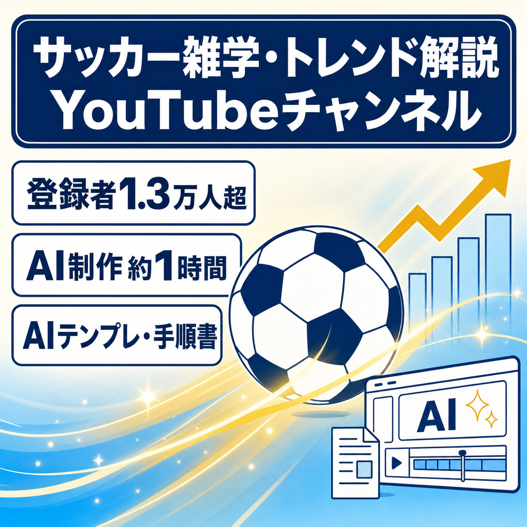 【運用1ヶ月半で登録者13000人超え】サッカー雑学・トレンド解説YouTube・非属人｜AIテンプレ・マニュアル完備
