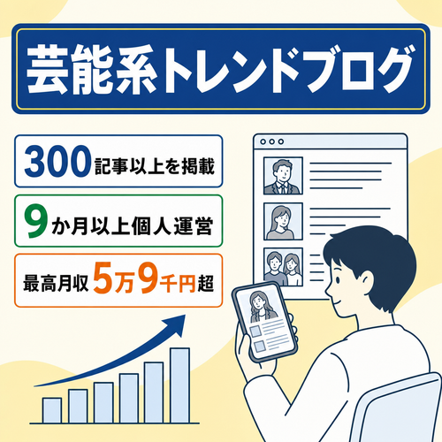 9か月以上運用で最高月収5万9000円以上の芸能系トレンドブログ