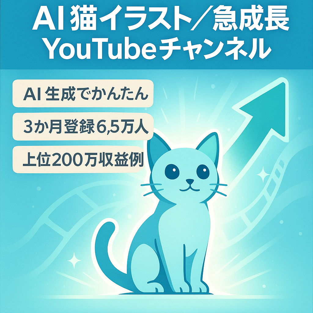 訳あり：【訳アリ】【開設3か月で登録者6万5千人突破！】急成長中のAI猫イラストYoutubeチャンネル