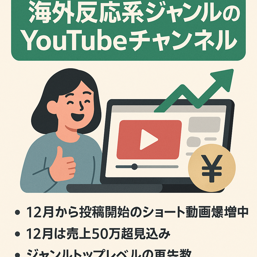 【12月売上50万超え！】【即決優遇！】登録者数1万人超え！海外反応系ジャンルのYouTubeチャンネル！【切り抜き】