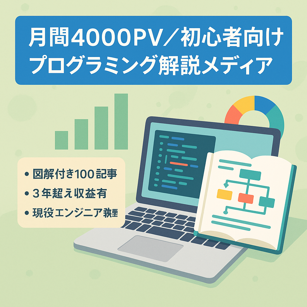 【4,000PV/月】プログラミングを初学者向けに解説するメディア