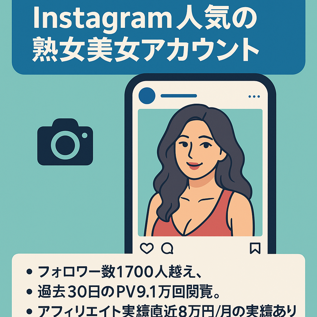 [副業初心者におすすめ]Instagram人気の熟女美女アカウント　男性率9割越え　出会い系やマッチングアプリ、アダルト誘導に