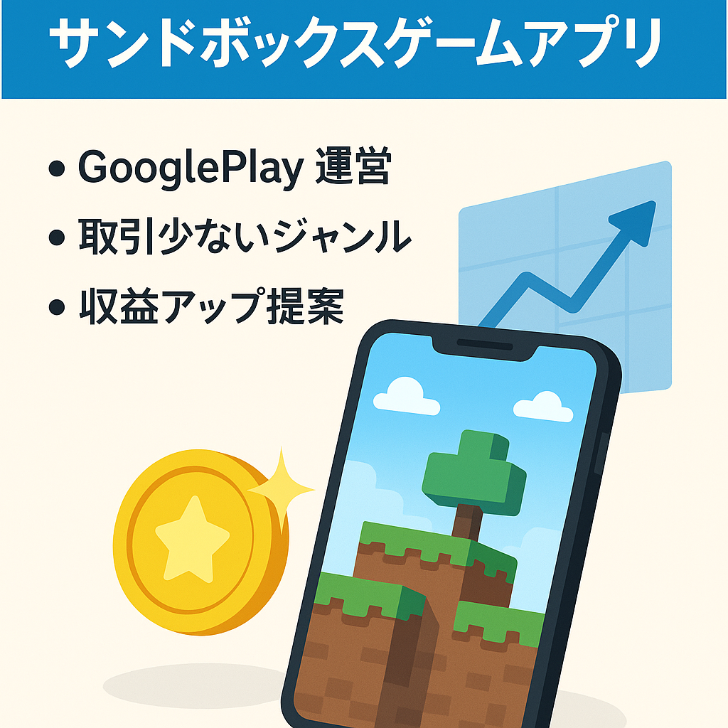 【運営委託可】掘り出し物！サンドボックスゲームアプリの譲渡