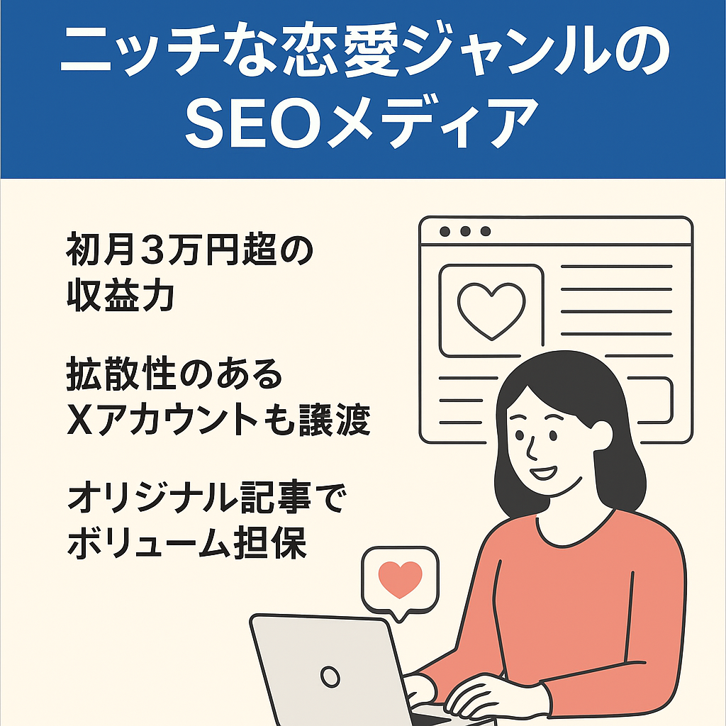【売上初月3万円超】ニッチな恋愛ジャンルのSEOメディア