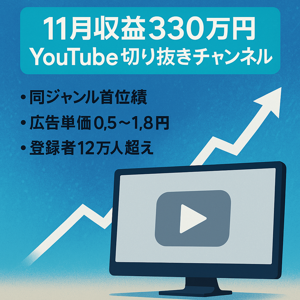 【11月収益330万円！】売上急上昇中のYouTube切り抜きチャンネル【登録者12万人超！】
